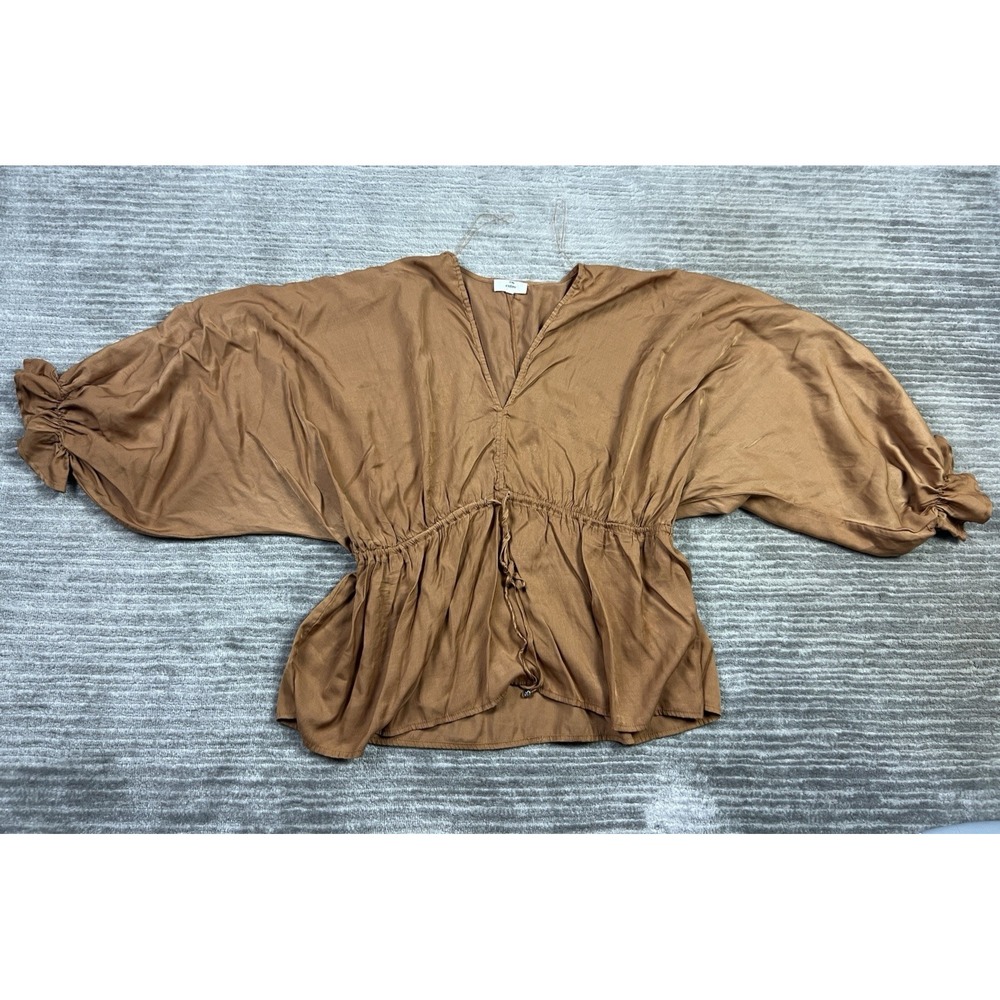 Entro Top‎ Womens Large Brown V-Neck Long Sleeve Rayon Blend Casual
